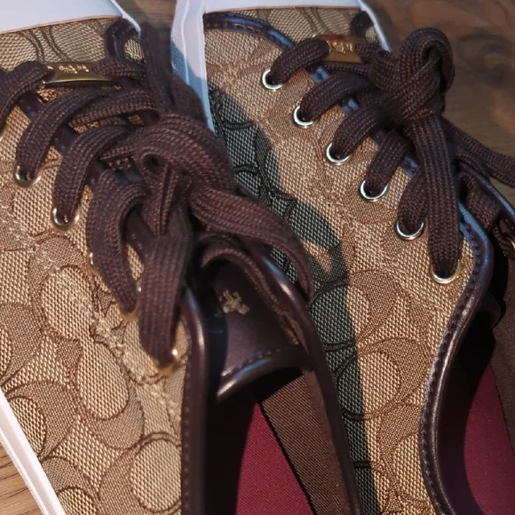 Coach Empire Low Top Logo Sneakers Brown Signature Canvas Wm Sz 10 - Picture 16 of 16